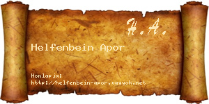 Helfenbein Apor névjegykártya
